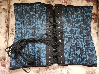 Gothic Blue and Black Renaissance Corset size 32 Fiona’s Fineries Heavy Boned  - Image 1 of 2