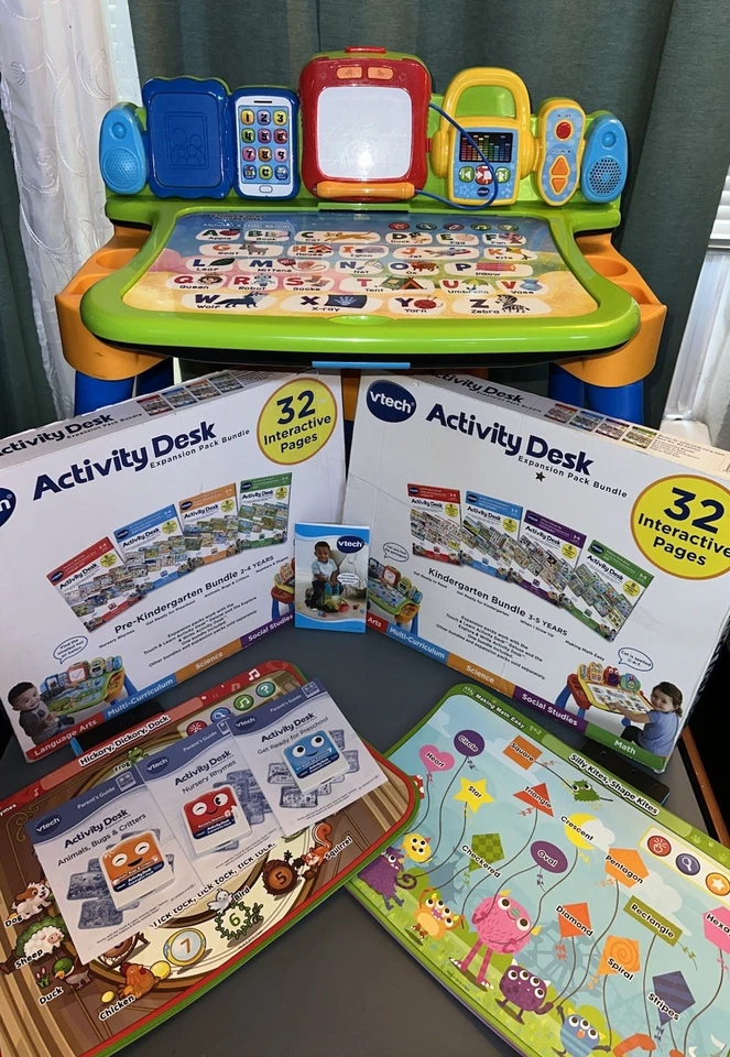 VTech Explore and Write Activity Desk/chalkboard/easel + Extra Expansion Packs - Image 1 of 4