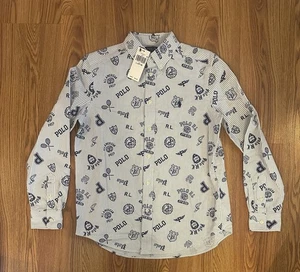 Polo Ralph Lauren Boy’s Striped Cotton Oxford Graphic Shirt, Size L (14-16) - Picture 1 of 3