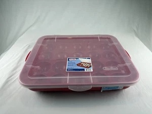 Sterilite 20 Holiday Ornament Storage Case Red with Lid Christmas Organizer. - Picture 1 of 3