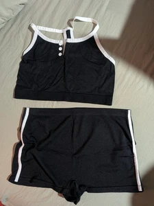 Set 2 pezzi pantaloncini da donna Colsie neri a costine Henley Bralette ragazzo TAGLIE FORTI 3X - Foto 1 di 5