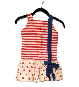 Vintage Youngland Dress Girls Size 5 USA Patriotic Red Blue White Stars Summer - Picture 1 of 8