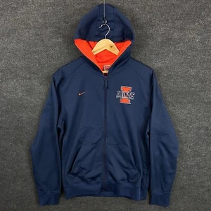 Nike Fit Therma Mens Hoodie Size M Blue Long Sleeve Illinois Sports Full Zip - Picture 1 of 24