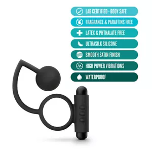 Blush Anal Adventures Platinum Dual Vibrating Cock Ring With Ball Butt Plug - Picture 1 of 4
