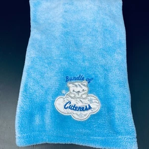 Baby Starters Blue Blanket Bundle of Cuteness Satin Teddy Bear Cloud Patch Lovey - Picture 1 of 5