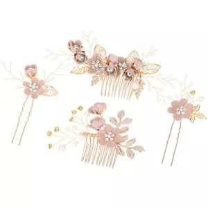 4 Pcs Wedding Hair Comb Set Floral Rhinestone Bridal Hair Clips for Women - Picture 1 of 7