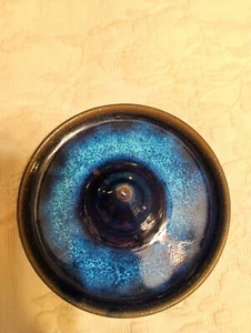 Wheel Thrown Pottery, Ring Holder, Blue Glaze ,Signed By Raphael - Picture 1 of 4