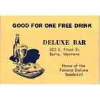 Deluxe Bar Front Street Butte Montana Vintage Drink Voucher AE8