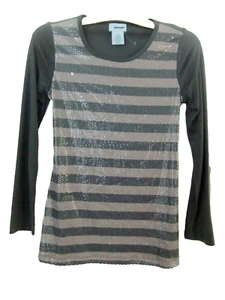 Top Uproar Niñas Talla L 14/16 Gris Rayas Lentejuelas con Corbata Trasera - Imagen 1 de 2
