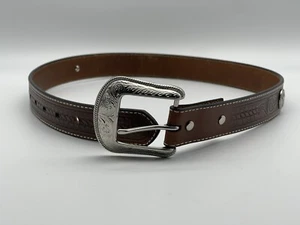 Nocona Belt Co. Brown Embroidered Western Belt Womens Size 28 - Picture 1 of 12