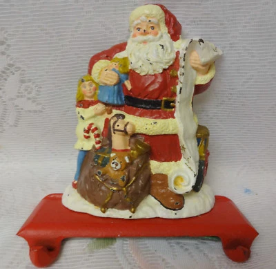 MIDWEST Papá Noel Hierro Fundido Navidad 2 Medias Soporte Percha Abrigo Gancho Foto 1 de 4