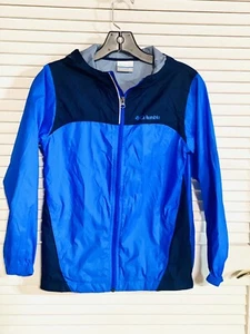 Columbia Blue Black unisex Kids Windbreaker Youth Jacket Medium 10/12 - Picture 1 of 11