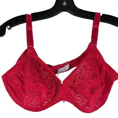 Sujetador de encaje rojo Playtex vintage inalámbrico sin relleno talla 36C usado en excelente estado Foto 1 de 4