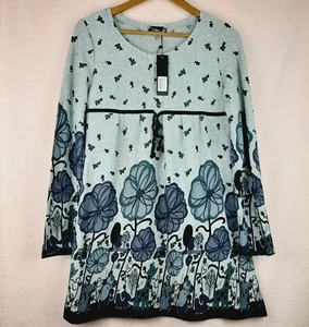 NEW Victoria Gray Women Cotton Blend Knit Tunic Top Animals and Flowers Size S - Picture 1 of 9