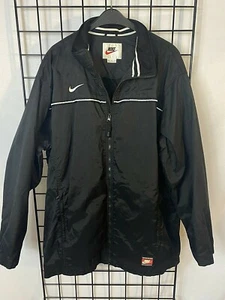 NIKE Team Sports Jacket XL Black Durable Nylon Vintage 90s *Small Hole Defect - Picture 1 of 7