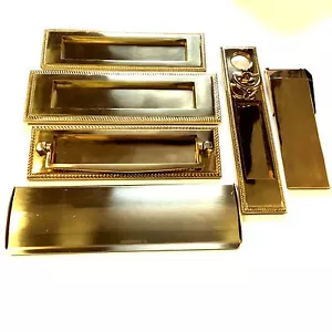 Solid Polished Brass Georgian Style Sprung Letter Plate-Internal Flap Tidy Cover - Picture 1 of 8