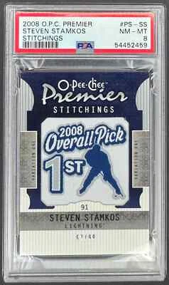 2008 O.P.C. Premier Steven Stamkos Stitchings PSA 8 67/99 - Image 1 of 2