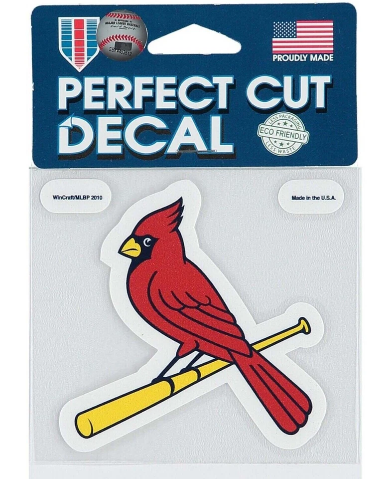 NEW Wincraft MLB St. Louis Cardinals 4" x 4" RED Perfect Cut Decal ~BIRD ON BAT~ - Image 1 of 1