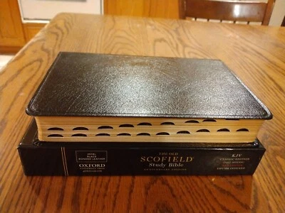 KJV Old Scofield Study Bible Black Bonded Leather Indexed Classic Ed. Red Letter Foto 1 de 4