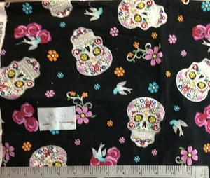 Dia de los Muertos Glitter Sugar Skulls Remnant 21 by 44 - Picture 1 of 1