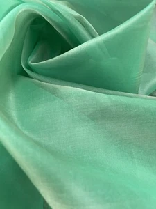 100% SILK Organza ~ ITALIAN 100% PURE SILK Fabric ~59” Wide ~ Green ~UK169 - Picture 1 of 7