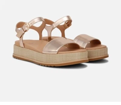 Sandalias Naturalizer Zane para mujer de cuero sintético dorado rosa con correa al tobillo talla 10 nuevas Foto 1 de 4