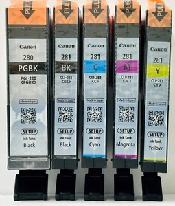 New Genuine Canon PGI-280 CLI-281 Black Color Set of 5 Ink Cartridges Setup - Picture 1 of 1
