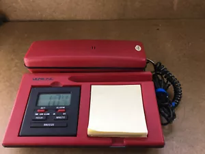 Telefono da comodino vintage rosso nero retrò Ultronic TK-019 con sveglia, blocco note. - Foto 1 di 6