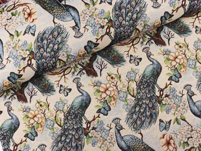 GOBELIN Stoff Dekostoff Taschenstoff Kissen Polster PFAU KIRSCHBLÜTEN EUR19,98/m - Bild 1 von 2