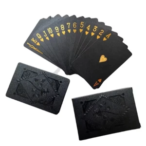 Black Gold Waterproof Playing Cards Poker Card Game Magic Deck Gift Set Durable - Picture 1 of 13