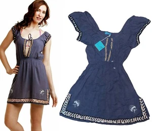 Letarte Beaded Sequin Fish Shells Cap Sleeve Cover Up Tunic Dress XL $248 - Picture 1 of 8