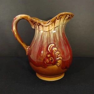 Japanese Pottery Vintage Brown Ochre Ceramic Pitcher Jug Table Server Ware 500ml - Picture 1 of 7