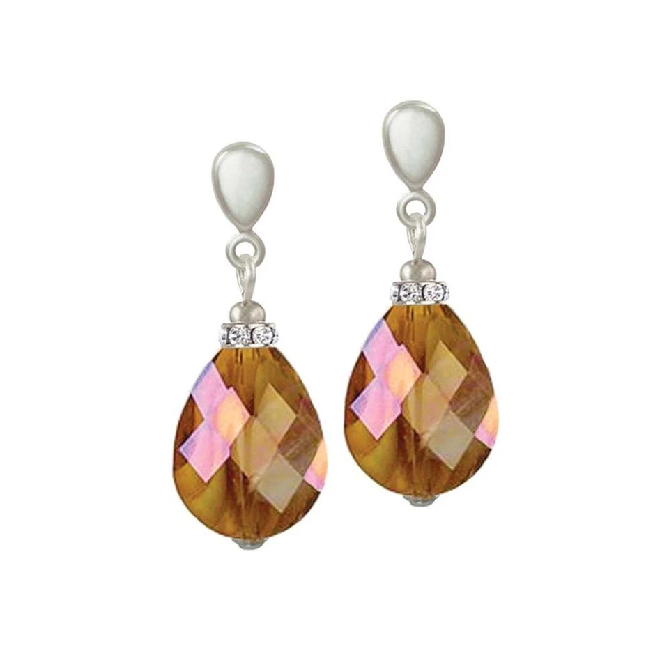 Pendientes con clip infinito ámbar aurora boreal vidrio jaspeado tono plata Foto 1 de 1
