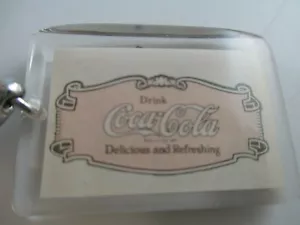 Coca-Cola Square Clear Acrylic Red Drink Coca-Cola Santa Keychain - Picture 1 of 3
