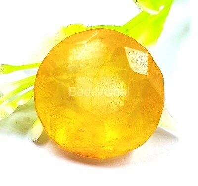 Natural Yellow Sapphire 24 Ct Certified Round Cut Sri Lanka Loose Gemstone EKQ - Image 1 of 4