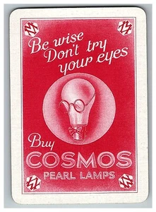 Vtg Buy Cosmos Pearl Lamps Card Swap Single Playing Advertising Bulb Spectacles - Picture 1 of 2
