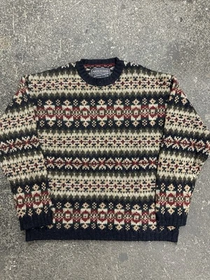 Abercrombie & Fitch Patterned Wool Sweater Mens XL Vintage 90s Fair Isle Winter - Image 1 of 4