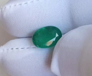 Anello 2,38 Cts Zambia Verde Smeraldo Taglio Ovale Terra Estratta Pietra Preziosa Sciolta Misura - Foto 1 di 8