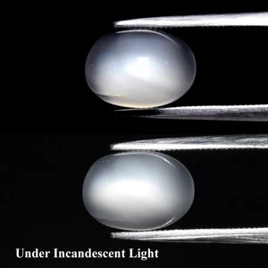 💎 Pietra di Luna Cabochon Ovale Naturale Bianco Occhio di Gatto 3,50ct - Pietra Preziosa Africa - Foto 1 di 6