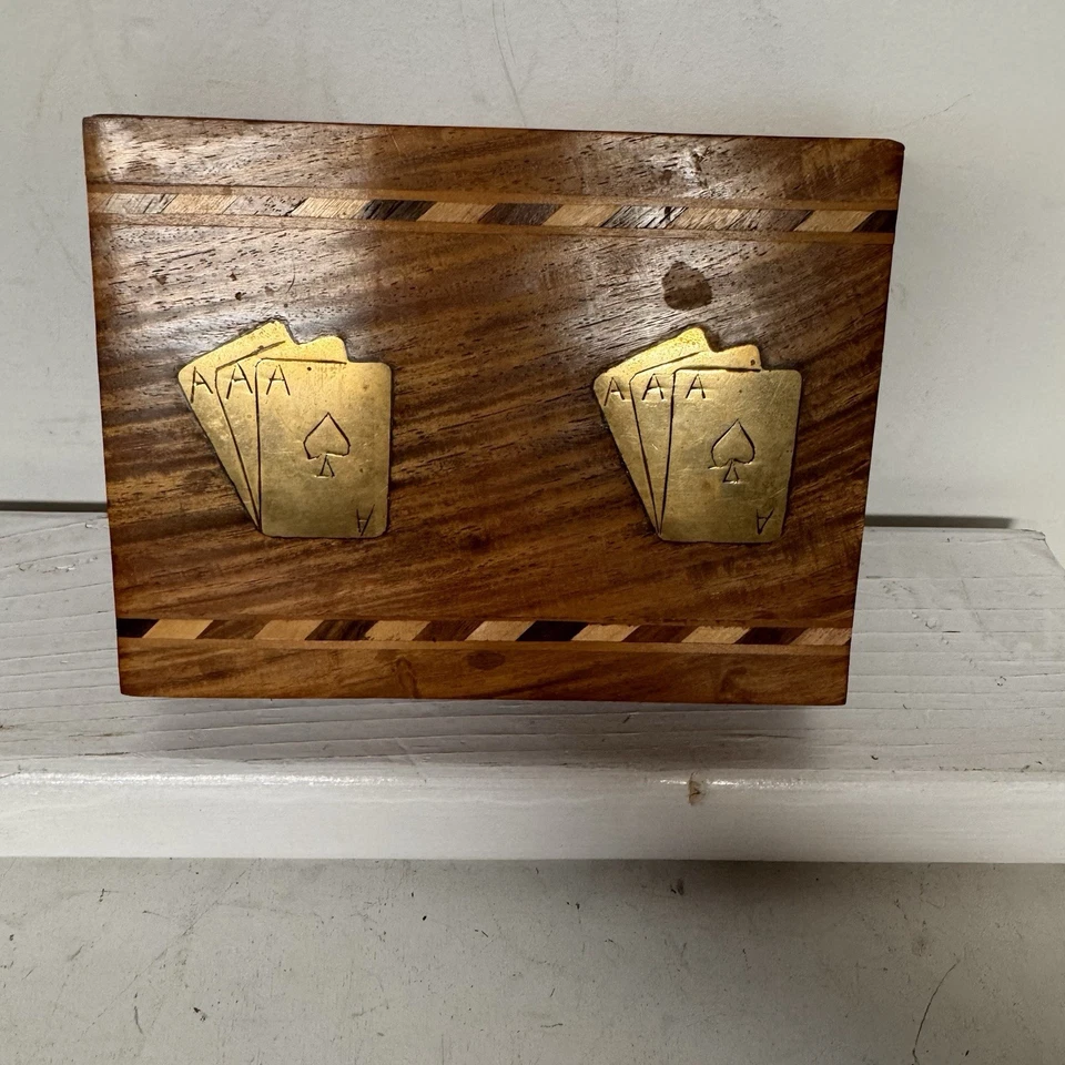 Wooden Card Storage Box / Playing Card Storage with new vintage  Cards  (945) - Image 1 of 4