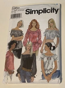 Vintage Y2K Simplicity 5962 Schulterfreie Bluse Top Crop Top Muster Misses 14-20 - Bild 1 von 4