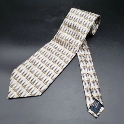 Corbata de seda Stafford Executive gris azul geométrica hecha en EE. UU. 60" X 4" para hombre Foto 1 de 4