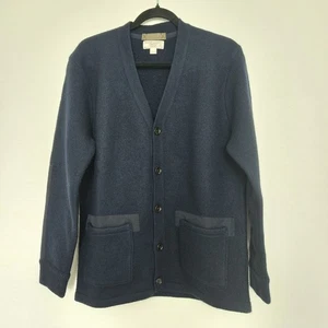 Wallace & Barnes M Navy Blue Wool Cardigan Sweater - Picture 1 of 7