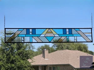 Buntglasfensterscheibe im Präriestil, hängend, Kunst, Spiegel, Seitenlicht - Bild 1 von 11