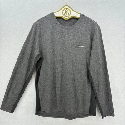 Lululemon Gray Long Sleeve Crew Neck Shirt Mens Medium Athletic Tech Pocket Tee - Image 1 of 4