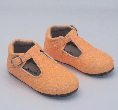 A Bear Co Toddler Size 3 Neon Orange Glitter T-Strap Flats - Image 1 of 4