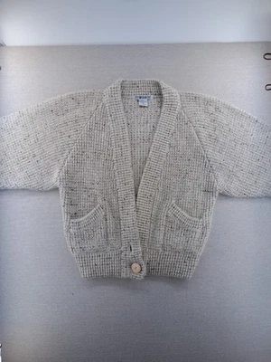 Vtg Mohair Blend Cardigan Sweater Womens Large Natural Fuzzy Chunky Knit Baggy - Image 1 of 4