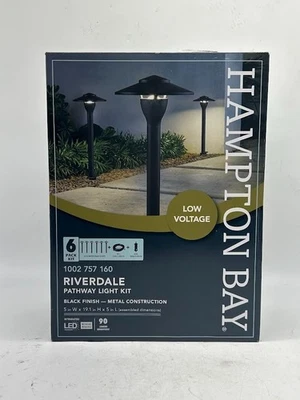 LED Outdoor Black Finish Riverdale Landscape Path Light Kit 6-Pack Hampton Bay - Image 1 of 4