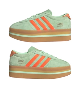 adidas Women Gazelle Stack Semi Green Spark/Solar Orange JR8180 j - Picture 1 of 10