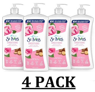 (PAQUETE DE 4) Loción corporal suavizante para manos con aceite de rosa y argán St. Ives 21 fl oz (621 ml) Foto 1 de 4